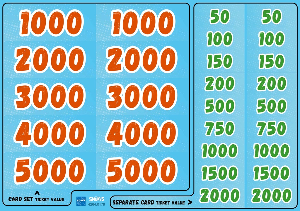 Sticker sheet ticket values ​​Smurf