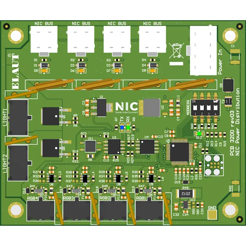 PCB NIC power distrib. P&T