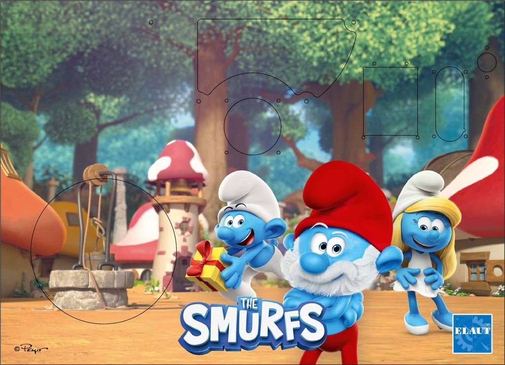 Front drawer Claw Smurfs printed