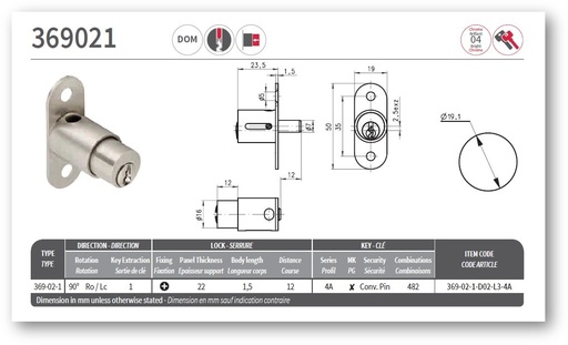 [7010-00071] Pushlock key alike